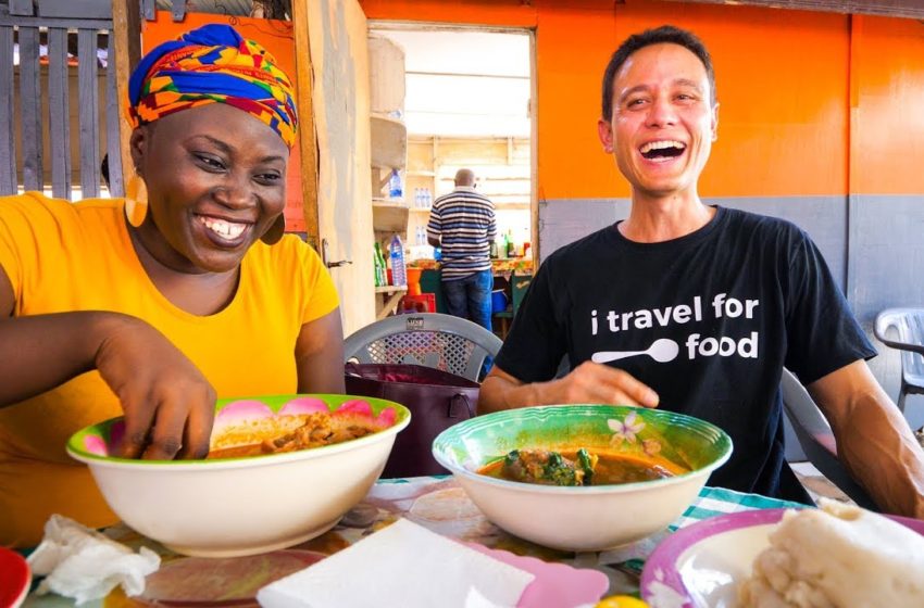  Street Food in Ghana – GIANT CHOP-BAR LUNCH and West African Food Tour in Accra!
