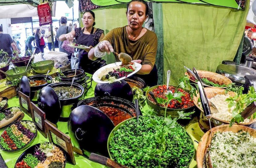  The Colourful Bright Vegetarian Food from Ethiopia, Africa. Street Food of London