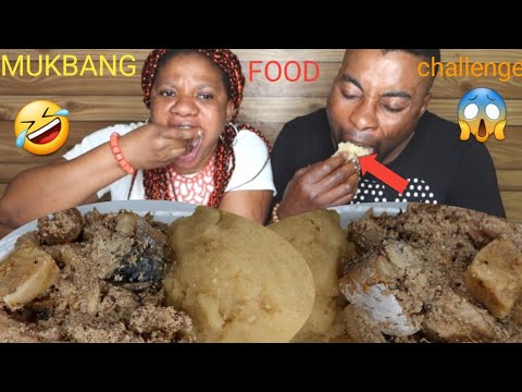  AFRICA FOOD MUKBANG/ CHALLENGE # WHITE EGUSI SOUP AND EBA.