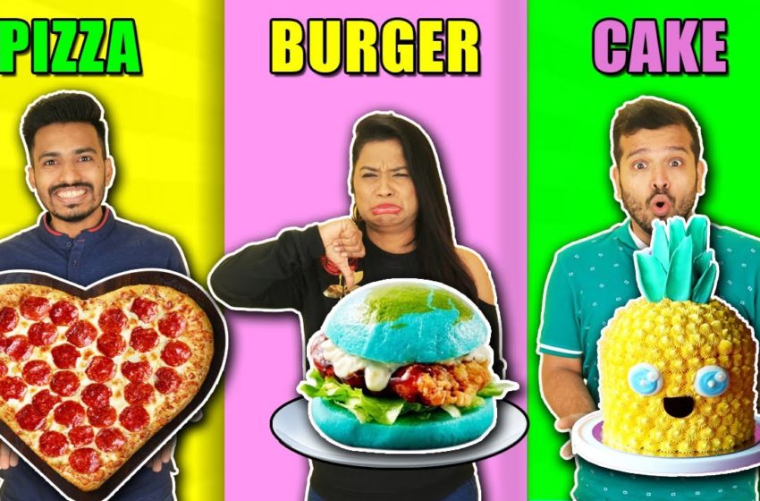  Pizza Vs Burger Vs Cake DECORATION Challenge | Hungry Birds
