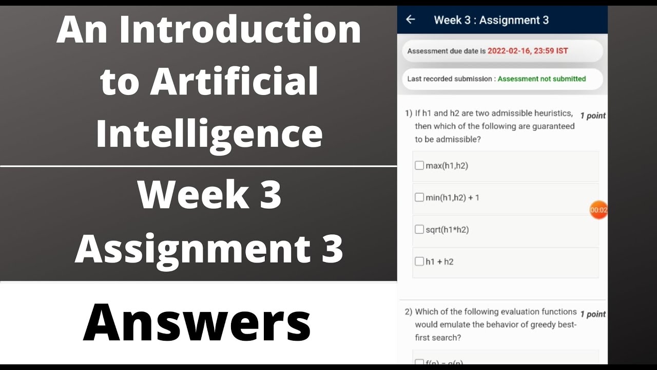 introduction to artificial intelligence nptel assignment answers week 3