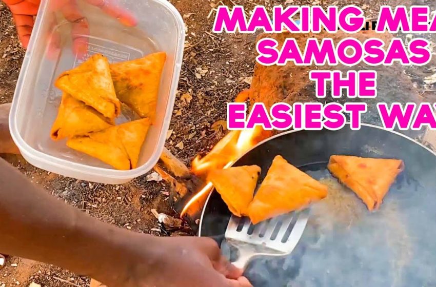  African Village Girl's Life//MAKING TASTY MEAT SAMOSA FROM SCRATCH IN THE WILDERNESS//VILLAGE FOOD