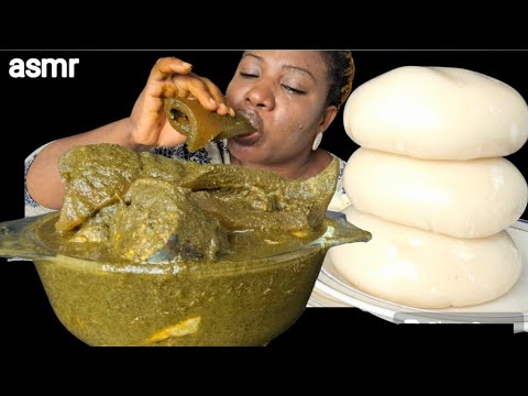  African food mukbang/ black soup and fufu/ Nigeria food ASMR