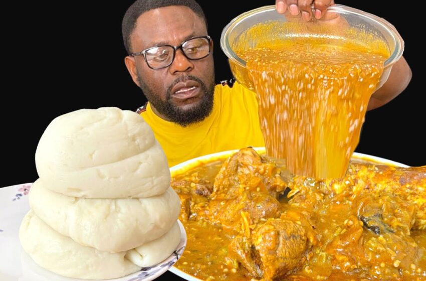  ASMR GOAT MEAT, FUFU WITH OKRA OGBONO SOUP/ AFRICAN FOOD MUKBANG