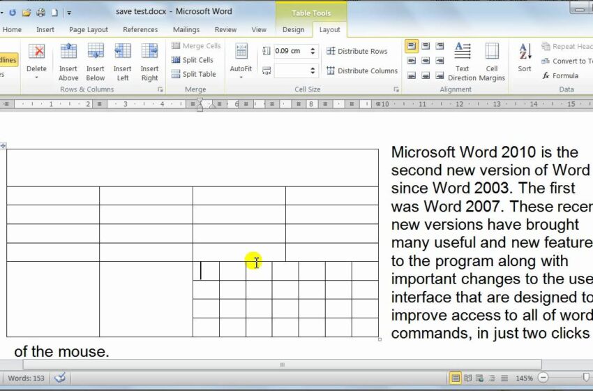  Microsoft Word 2010 formatting Tables – Table properties – Tutorial 20
