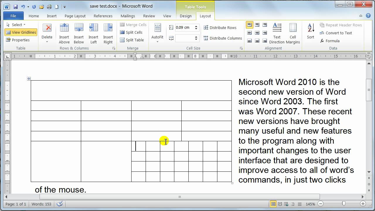 Microsoft Word 2010 formatting Tables – Table properties – Tutorial 20